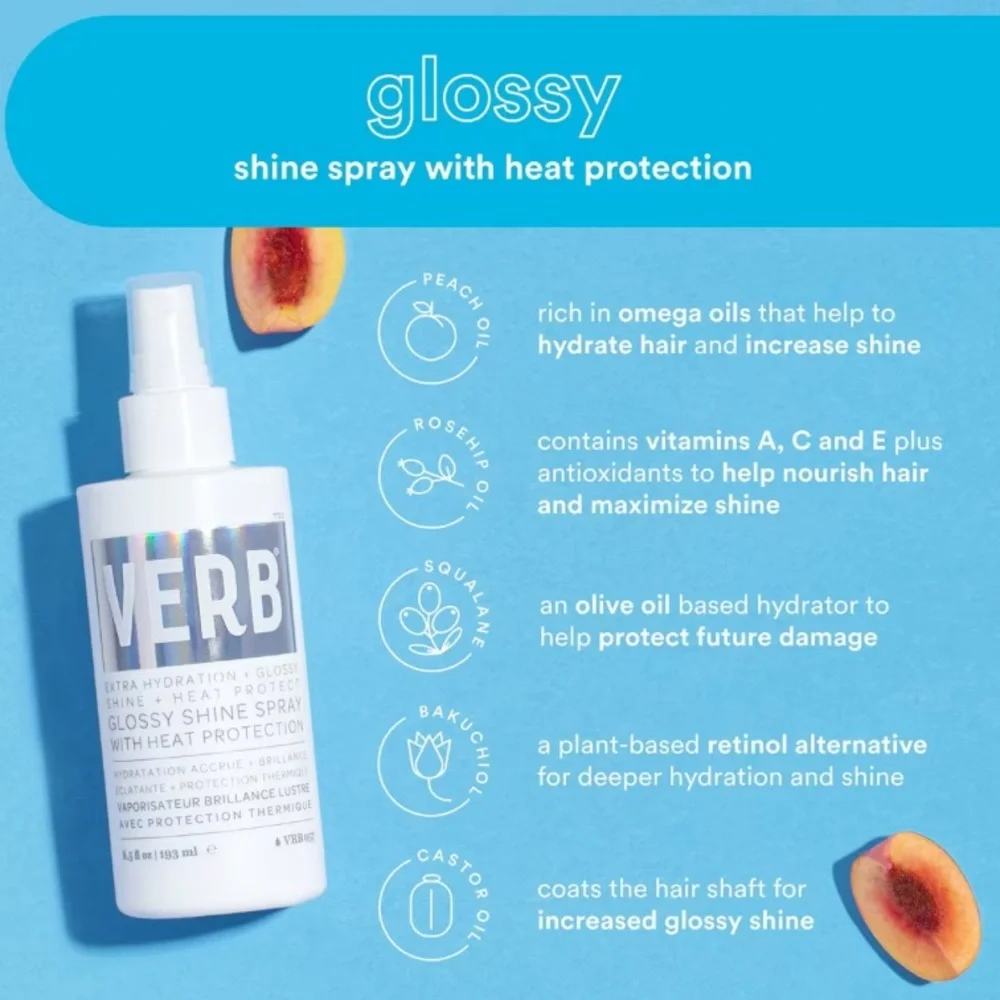 VERB Travel Size Glossy Shine Spray with Heat Protection 1oz NIB